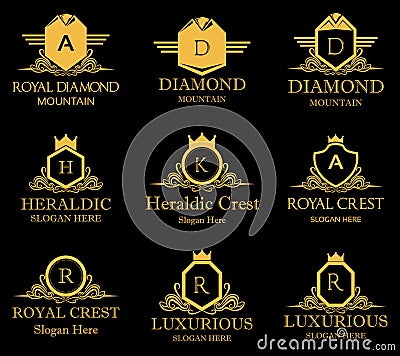 Heraldic Royal Crest Vector Logo Vector Illustration
