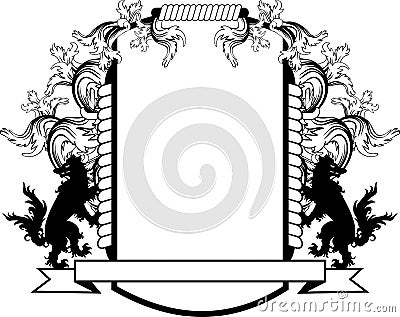 Wolf heraldic shield crest emblem coat of arms tattoo Vector Illustration
