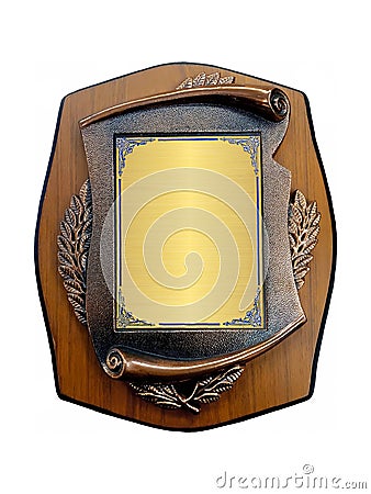 Heraldic shield diploma in wooden frame on white Stock Photo