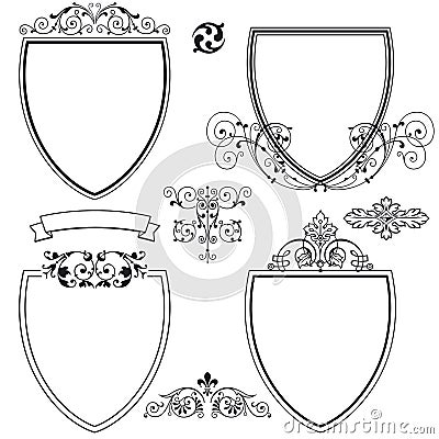 Heraldic shields and crests Vector Illustration