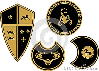 Heraldic Shields Set Stock Photo