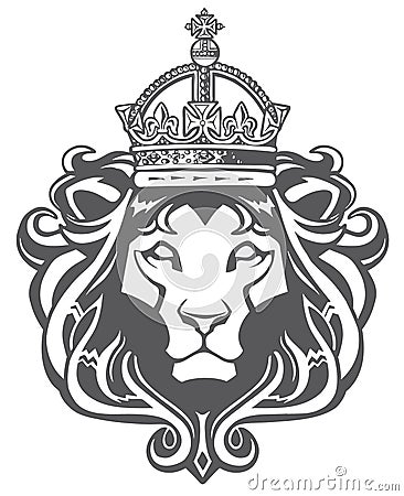 Heraldic Lion Head Vector Illustration