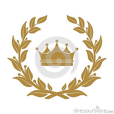 Heraldic symbol crown in laurel leaves Vector Illustration