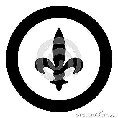 Heraldic symbol Heraldry liliya symbol Fleur-de-lis Royal french heraldry style icon in circle round black color vector Vector Illustration