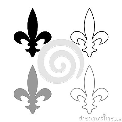 Heraldic symbol Heraldry liliya symbol Fleur-de-lis Royal french heraldry style icon outline set black grey color vector Vector Illustration