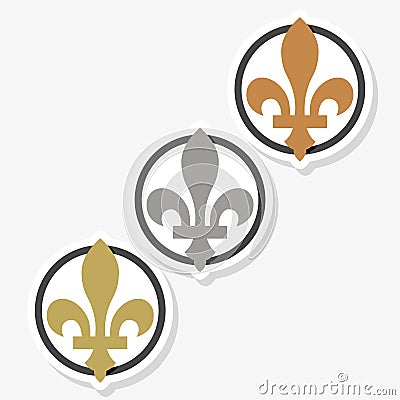 Heraldic symbol Heraldry liliya symbol Fleur-de-lis Royal french heraldry style icon Vector Illustration