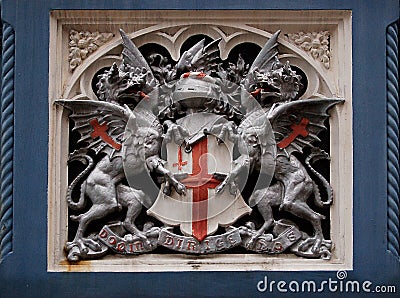 Heraldic symbol on Tower Bridge, London Stock Photo