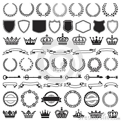 Heraldic symbols and elements Vector Illustration