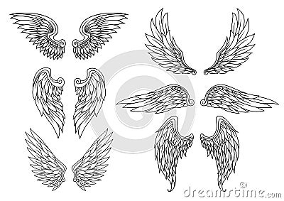 Heraldic Wings Set Stock Photography - Image: 33733912
