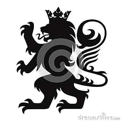 Heraldry Lion King with Crown Logo Mascot Vector Vector Illustration