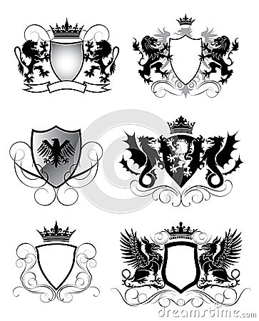 Heraldry set shield Vector Illustration