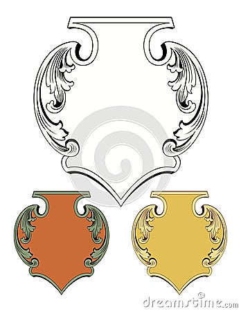 Heraldry Shield with Acanthus Leave Decoration Stock Photo