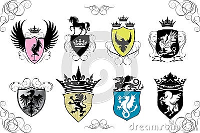 Heraldry shields Vector Illustration
