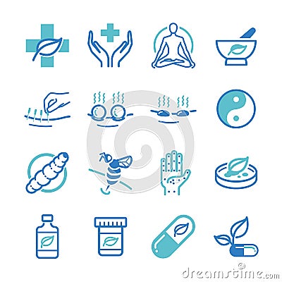 Herb and Alternative Medicine icons set Vector Illustration