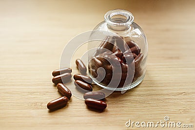 Herb capsule multivitamins Stock Photo