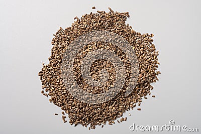 Top view herb CheQianZi or Plantaginis Semen or Asiatic Plantain Seed Stock Photo