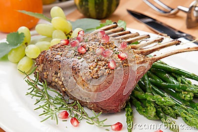 Herb Crusted Rack of Lamb Stock Photo