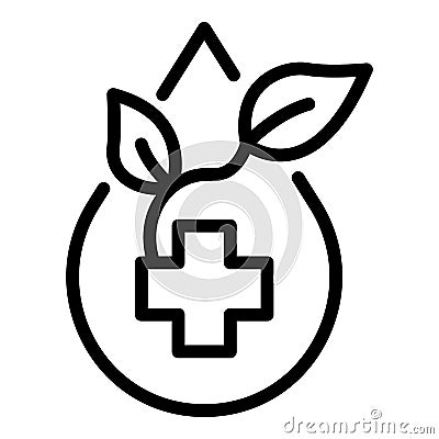 Herb medical drop icon, outline style Vector Illustration