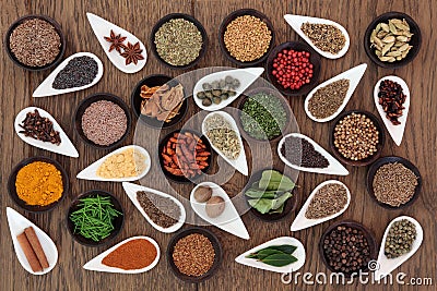 Herb and Spice Sampler Stock Photo