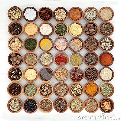 Herb and Spice Seasoning Sampler Stock Photo