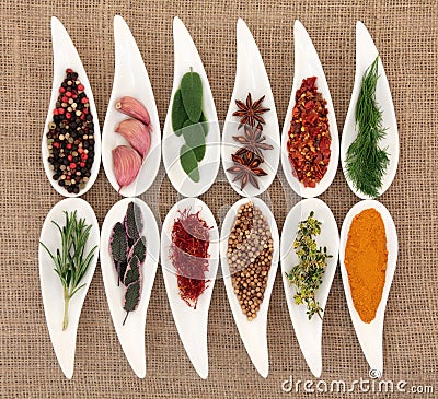 Herb and Spice Selection Stock Photo