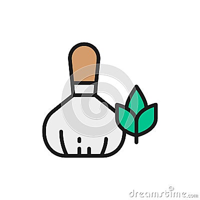 Herbal bags for Thai massage flat color line icon. Vector Illustration