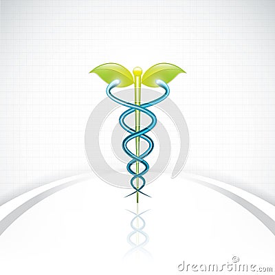 Herbal caduceus Vector Illustration