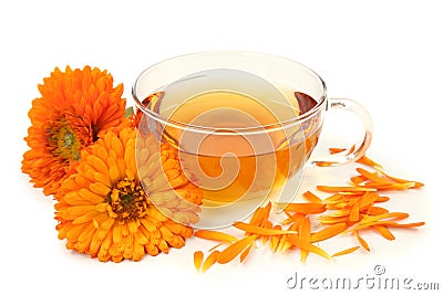 Herbal calendula tea Stock Photo