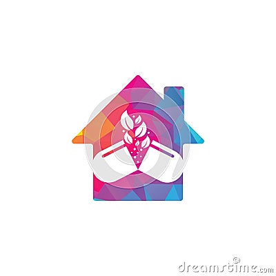 Herbal capsule home shape concept logo vector icon Vector Illustration