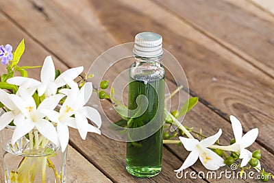 Herbal essential oils aromatherapy with flowers cock tree local flora of asia of lifestyle relaxation Stock Photo