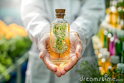 Herbal Extraction Process in Laboratory. Stock Photo