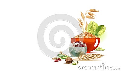 Herbal food. Cereal, bean/ / Vector Illustration