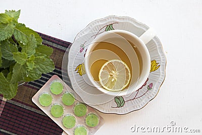 Herbal healthy drink hot honey lemon tea cocktail water Stock Photo