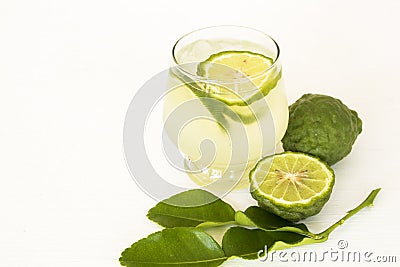 Herbal healthy drinks iced kaffir lime cocktail water Stock Photo