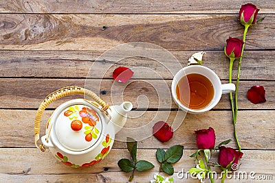 Herbal healthy drinks lemon tea health care for cough sore with teapot of lifestyle relax Stock Photo