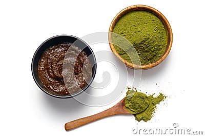 Henna powder and henna paste Stock Photo