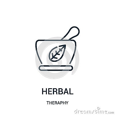 herbal icon vector from theraphy collection. Thin line herbal outline icon vector illustration Vector Illustration