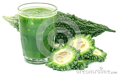 Herbal juice of green momodica Stock Photo