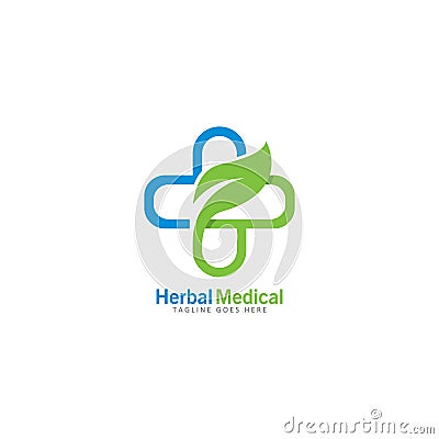 herbal medical logo vector icon illustration Vector Illustration