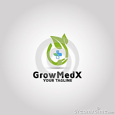 Herbal medical product logo design template Vector Illustration