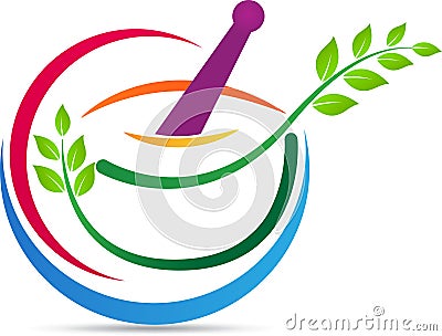 Herbal mortar Vector Illustration