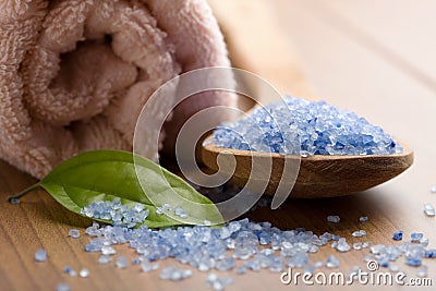 Herbal salt and towel Stock Photo