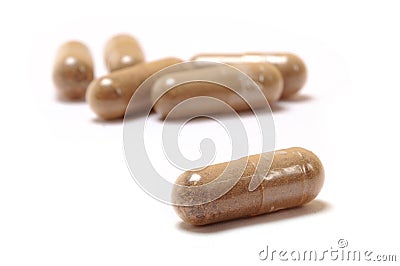 Herbal supplement pills Stock Photo