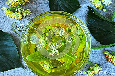 Herbal tea made from linden. Detox herbal tea. Stock Photo