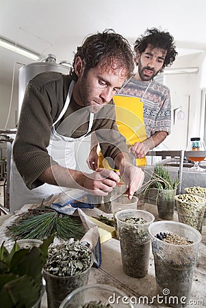Herbalist preparing various herbal Stock Photo