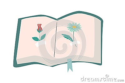 Herbarium collecting, plants - scrapbooking hobby. Vector Illustration