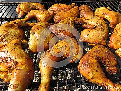 Herbed Grilled Chicken Being Cooked at the Festival Stock Photo