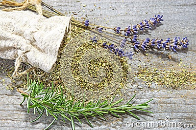 Herbs of Provence, lavender and rosemary Stock Photo