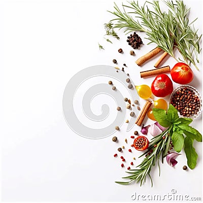 Herbs and spices - background for cooking Stock Photo