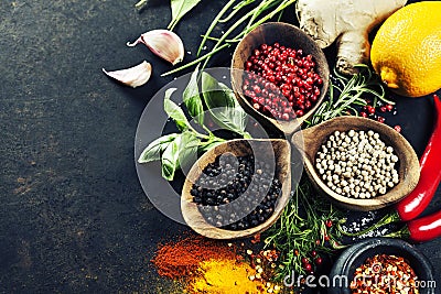 Herbs and spices selection Stock Photo